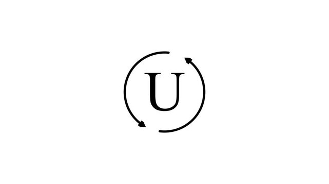 Minimalist animated u symbol loop seamless motion u symbol animation seamless loop