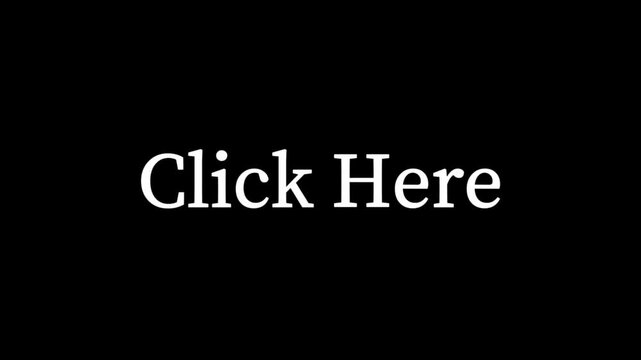 3D animated click here button glowing on dark background. Interactive digital call-to-action icon pulsing for web and app design.