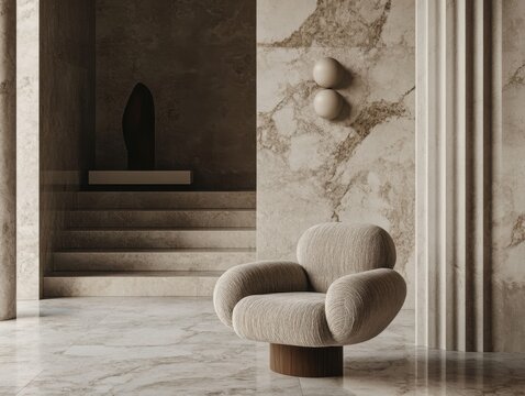 Sophisticated Neoclassical interior concept featuring luxurious textures, refined details, and graceful design elements with timeless elegance