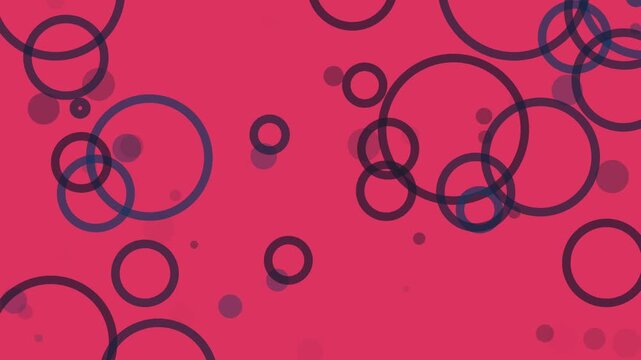 Dark navy blue circles floating against a vibrant pink surface creating a modern geometric pattern