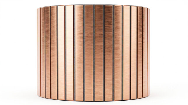 Macro of a bare electric motor copper commutator. Machined cylinder with copper segments and mica.