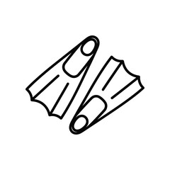 Pair of stylized flippers on white background in simple outline graphic style for swimming and diving concepts © MohiburStock