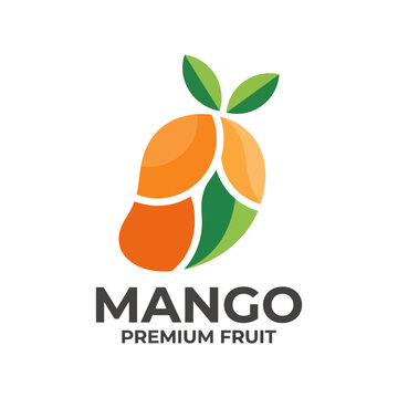 This logo features a stylized mango with green leaves, representing freshness and premium quality, perfect for a fruit brand that seeks to attract consumers with vibrant visuals.