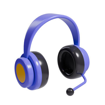 Perspective 3D render of a headphone illustration
