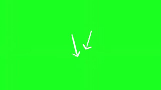 Two white arrows pointing downwards on a green background for directional indication