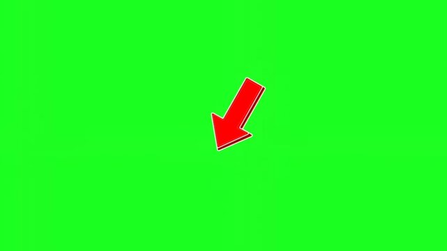 A large red arrow pointing downwards on a green background, indicating direction or movement