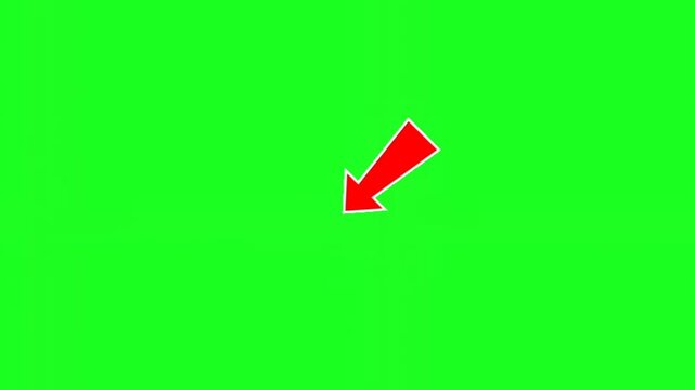 A large red arrow pointing downwards on a green background with white outline
