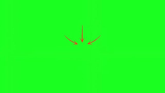 A simple red circle with arrows on a green background for design or educational purposes