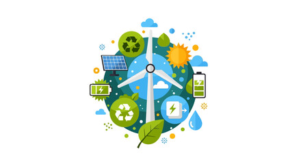 Naklejka premium Renewable Energy and Sustainable Green Technology Concept Vector Illustration