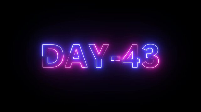 Glowing neon text day 43. Neon text animation videos on black background