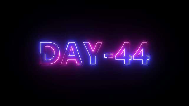Glowing neon text day 44. Neon text animation videos on black background