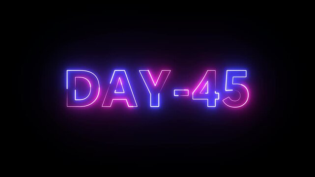 Glowing neon text day 45. Neon text animation videos on black background