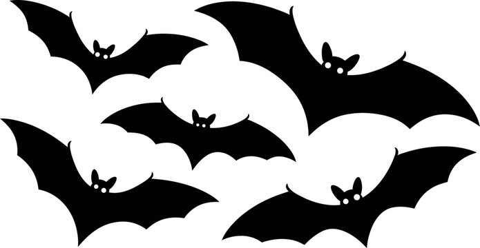 Flying Bat Silhouette Pattern Collection for Halloween Spooky Night Design and Decoration