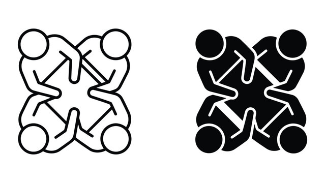 Business team collaboration and partnership icon set with collaboration