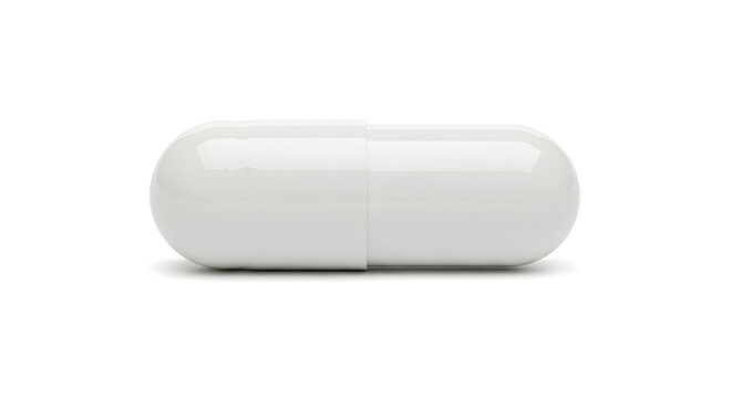 White capsule pill isolated on plain background