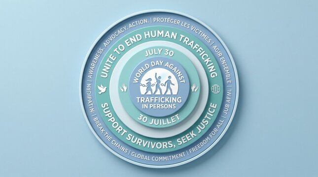 Circular Graphic Design for World Day Against Trafficking in Persons Promoting Global Awareness and Support for Human Rights Victims