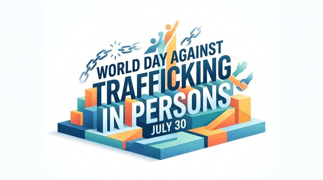 World Day Against Trafficking in Persons conceptual illustration promoting human rights and freedom on July 30