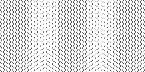 Fishing or soccer net. Repeated hexagon pattern. Black wired mesh texture isolated on white background. Metallic or fabric fence, cage or lattice structure. Vector graphic Illustration. © Mohammad