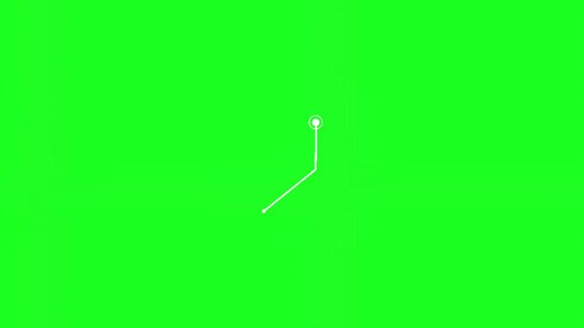 A white line with a circle at the end on a green background