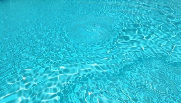 Professional abstract top-down view of clean transparent turquoise water ripples background with copy space