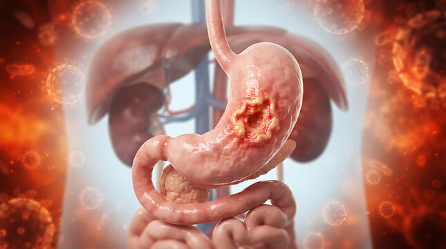 3 d medical of stomach ulcer and digestive system