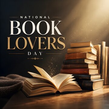 National book lovers day with pile of books