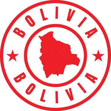 BOLIVIA Circle Rubber Stamp with Name and Map Vector
