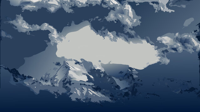 Dramatic cloud formations with a moody atmospheric style featuring shades of blue and white clouds cloudscape cumulus cirrus