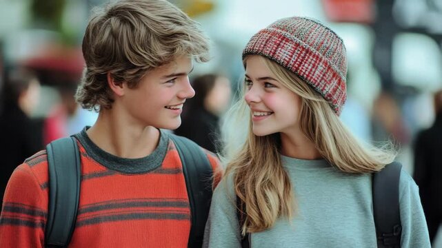 A man and woman looking at each other affectionately