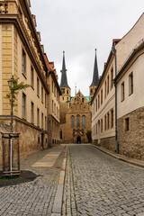 Obraz premium View of the Cathedral of St. John the Baptist and St. Lawrence in Merseburg, Germany.