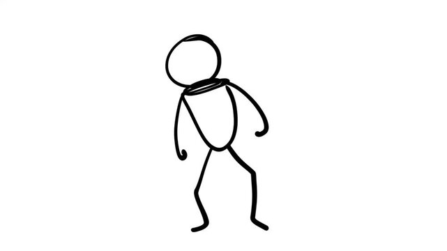 doodle hand drawn stick figure dancing on white background animation video