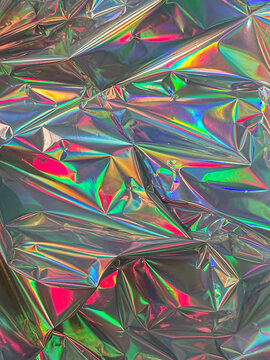 Iridescent crumpled foil texture