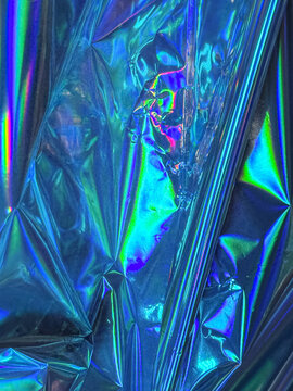 Iridescent blue foil texture