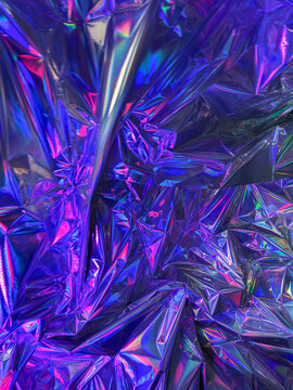 Crushed holographic foil texture background
