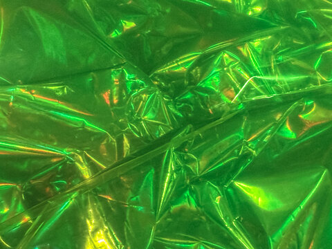 Green crinkled metallic surface