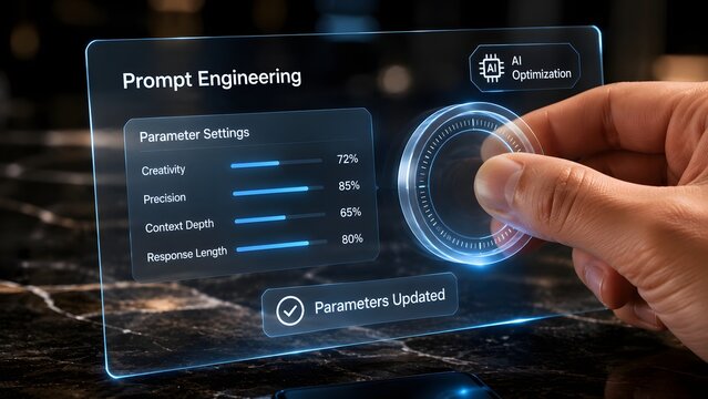 Ai prompt engineering interface optimizing creativity precision and response length parameters