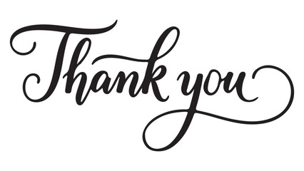 Elegant handlettered thank you phrase with artistic calligraphy swashes perfect for greeting cards wedding invitations and professional appreciation digital design projects © rayhanbd.net