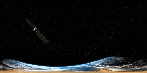 Earth Horizon and Satellite Equirectangular Space Panorama 3D Render © Mathias Weil