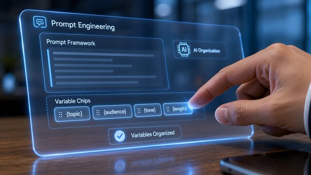 Ai prompt engineering interface organizing variables for enhanced ai communication