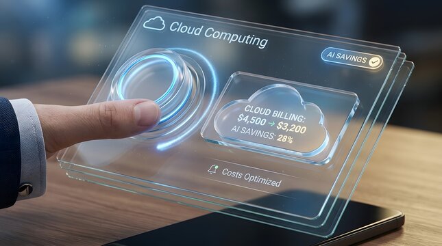 Cloud computing cost optimization with ai savings dashboard display