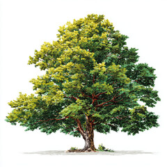 Tree stands as a majestic symbol of nature with lush green foliage isolated on a white background. © adnan