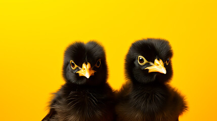Fototapeta premium Two cute black chicks.