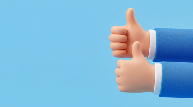 Person giving thumbs up in blue suit jacket