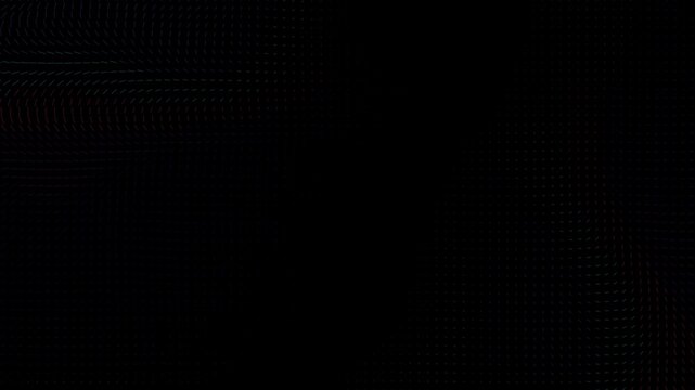 Subtle vector grid lines warp and ripple in a dark minimalist 3D animation loop with faint chromatic red and blue illumination effects