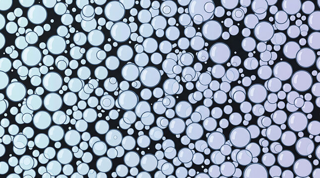 Glass bubble background isolated on transparent background, shiny blue and purple spheres
