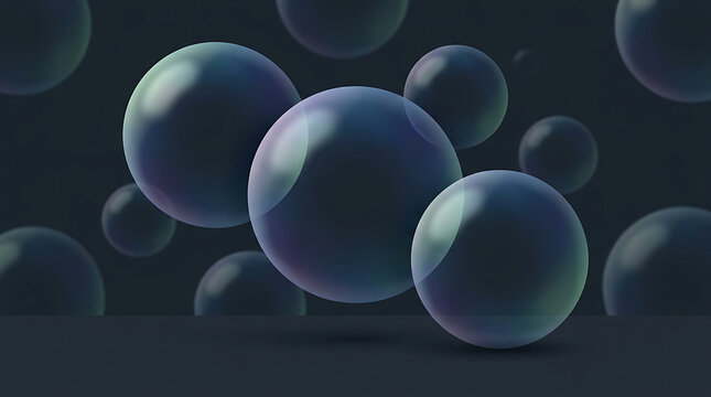 Glass bubbles on dark base isolated on transparent background