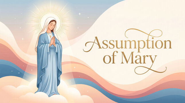 Religious illustration of mary for assumption of mary celebration