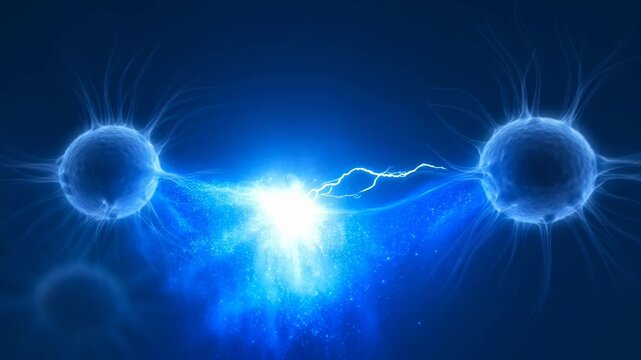 Abstract Digital Animation of Neural Network Synapse Connection and Electrical Nerve Impulse.