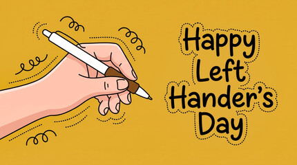 Happy left handers day illustration with hand writing © Musfiqur