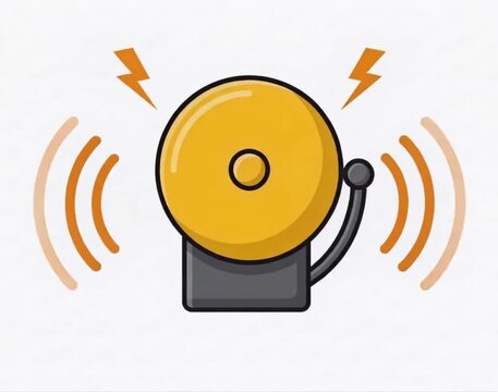 Emergency School Bell Alert Notification Icon Illustrating An Active Ringing Alarm Signal System for Digital Safety Protocols and Secure Communication
